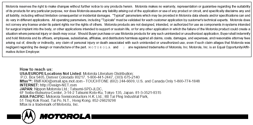 Motorola Legal Disclaimers
